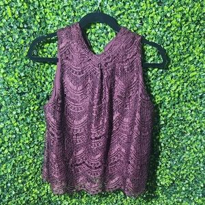 Haute Monde Lace Sleeveless Blouse Deep Burgundy